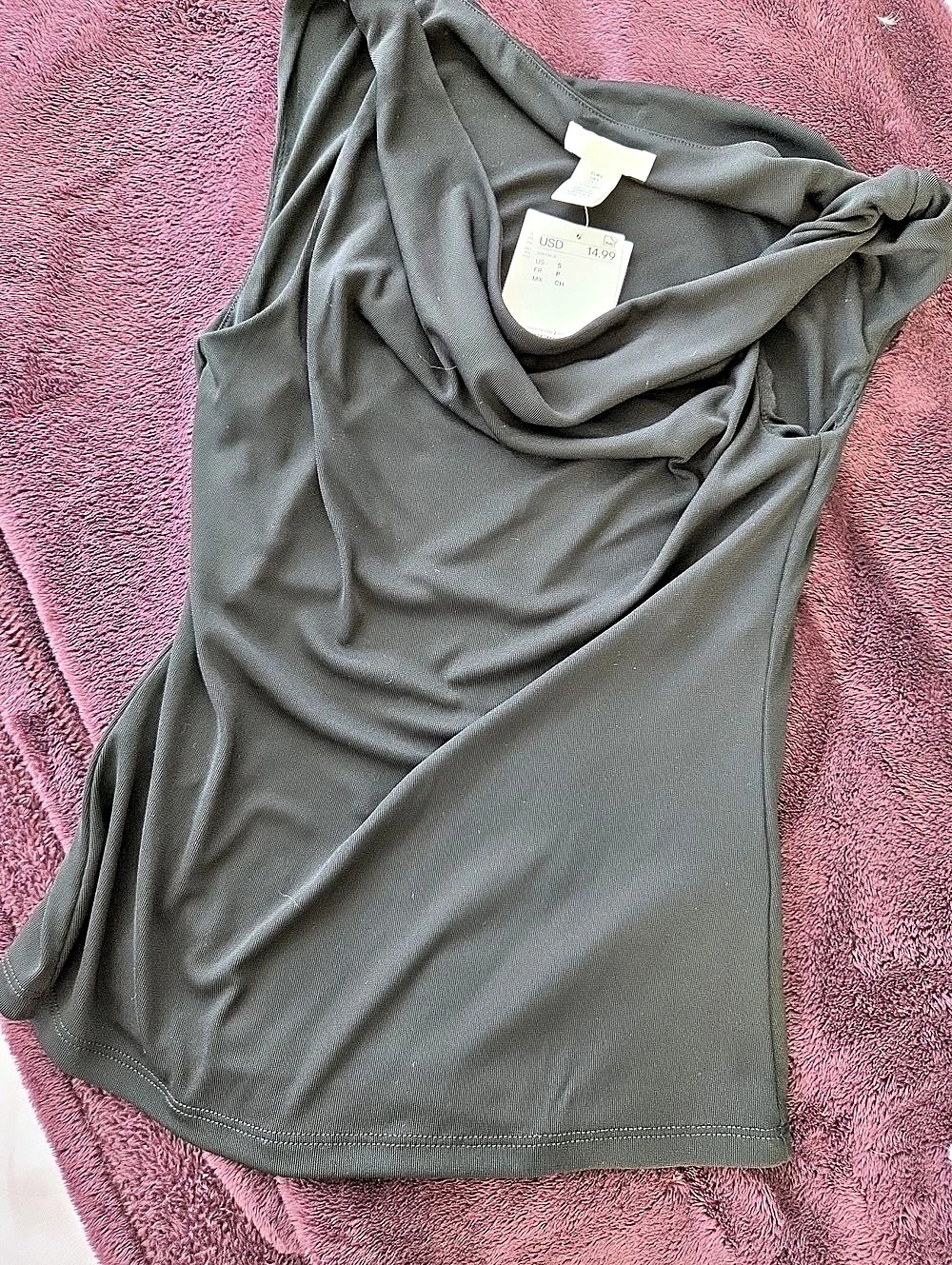 H&M Cowl Neck Tank Top in Gray Size Small NWT